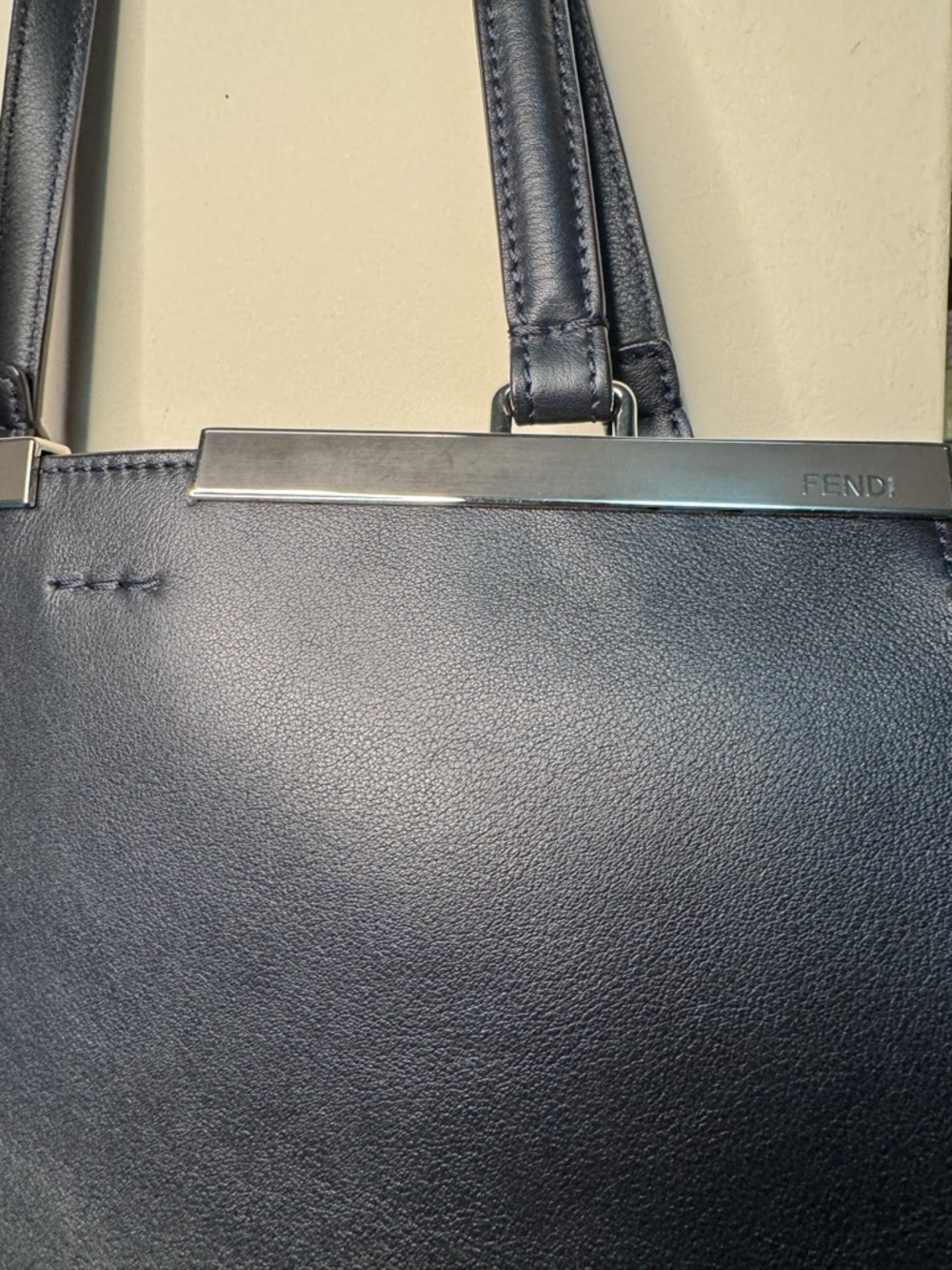Fendi Trois 3jours Dark Blue and Red Leather Handle Handbag - Picture 14 of 15